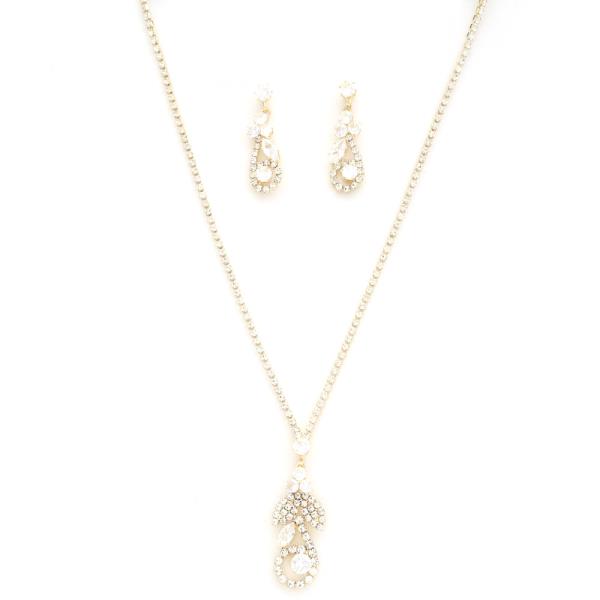 TEARDROP LEAF RHINESTONE NECKLACE