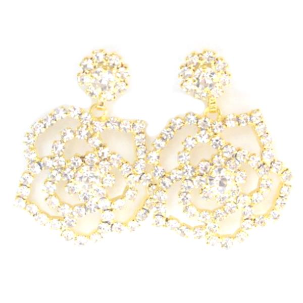 RHINESTONE ROSE DANGLE EARRING