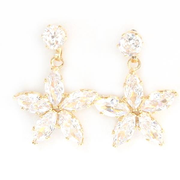 RHINESTONE FLOWER DANGLE EARRING