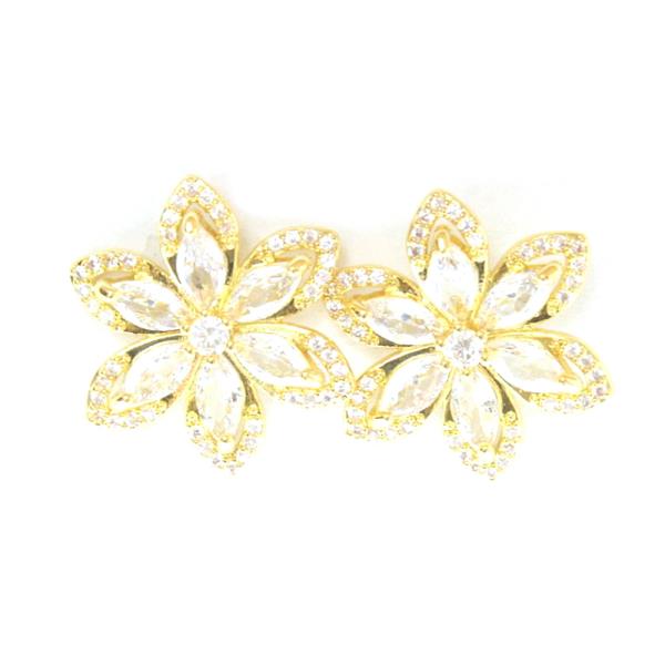 RHINESTONE FLOWER DANGLE EARRING