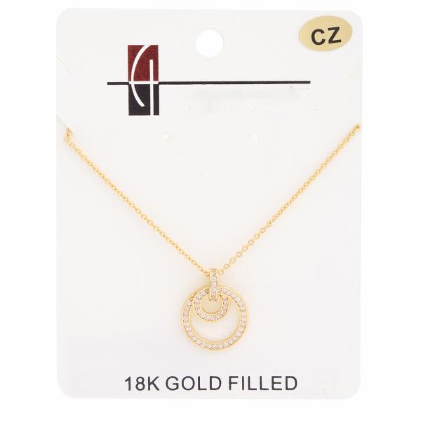 18K GOLD DIPPED CZ ROUND PENDANT NECKLACE