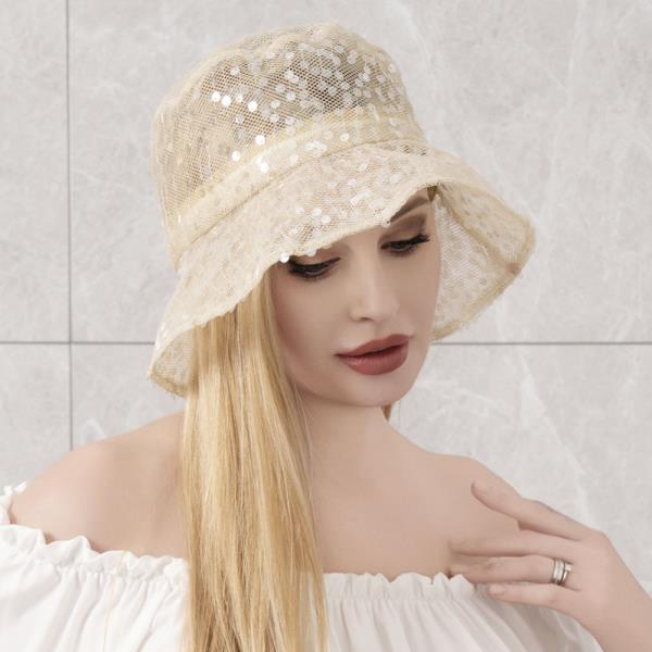 SEQUIN MESH BUCKET HAT