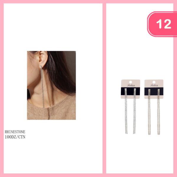 RHINESTONE TASSEL EARRING (12 UNITS)