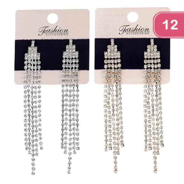 RHINESTONE TASSEL EARRING (12 UNITS)