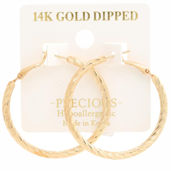 14K GOLD DIPPED TEXTURED HOOP EARRING