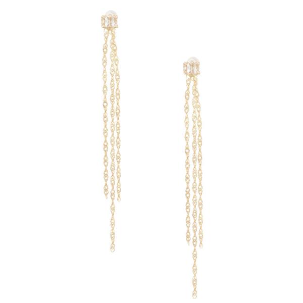 RHINESTONE METAL CHAIN DROP EARRING