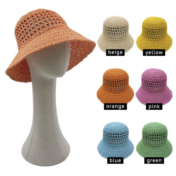 SOLID STRAW BUCKET HAT