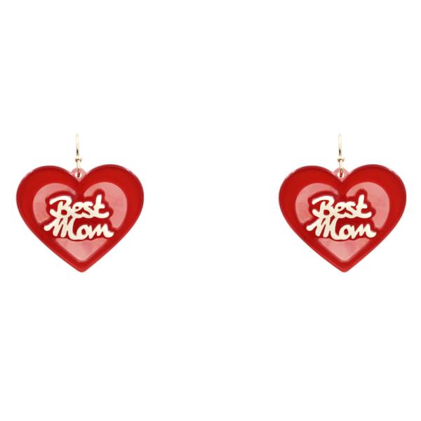 BEST MOM HEART DANGLE EARRING