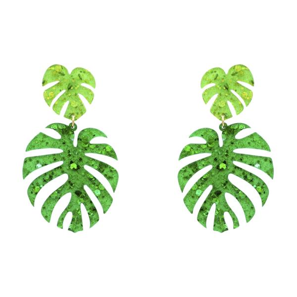 TROPICAL LEAF DANGLE EARRING