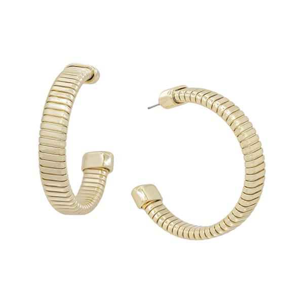 WATER RESISTANT SNAKE CHAIN METAL HOOP (8MM WIDTH) EARRING