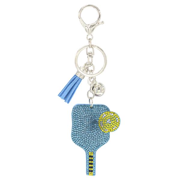 RHINESTONE PICKLEBALL KEYCHAIN WITH TASSEL