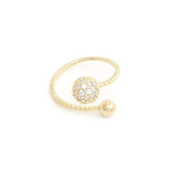 SODAJO CZ DOUBLE BALL ADJUSTABLE GOLD DIPPED RING