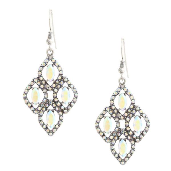 RHINESTONE METAL DANGLE EARRING