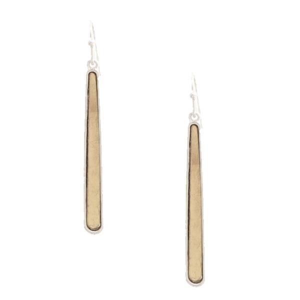 TWO TONE LONG TEARDROP DANGLE EARRING