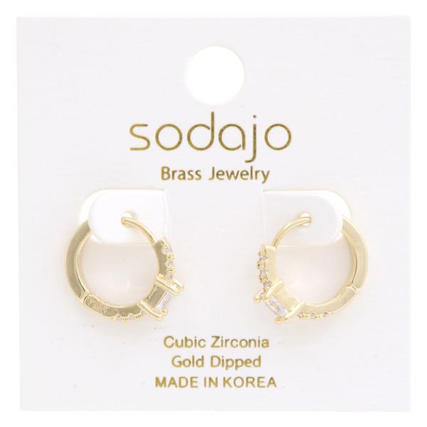 SODAJO CZ GOLD DIPPED HOOP EARRING