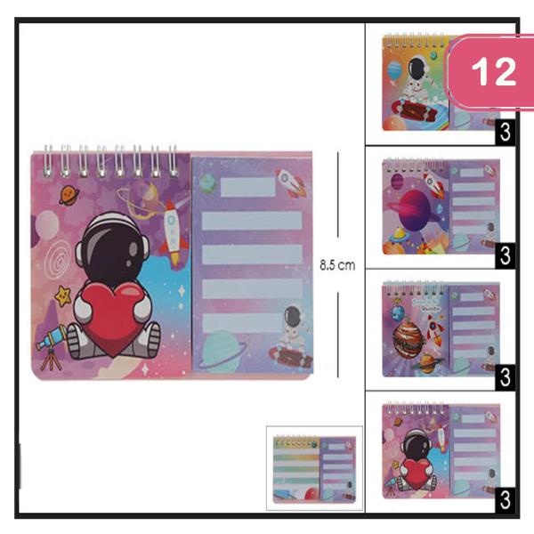 RAINBOW SPACE NOTEBOOK WITH SIDE STICKY POST IT (12 UNITS)