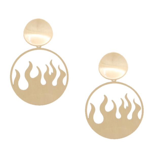 METAL FIRE ROUND DANGLE EARRING