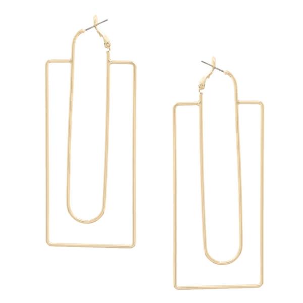 LONG RECTANGLE METAL EARRING