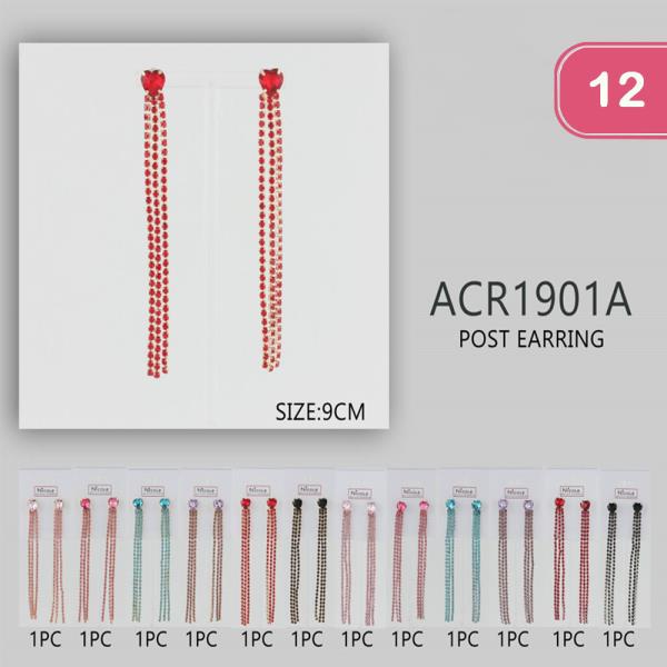 RHINESTONE TASSEL EARRING (12 UNITS)