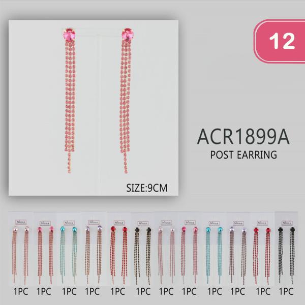 RHINESTONE TASSEL EARRING (12 UNITS)