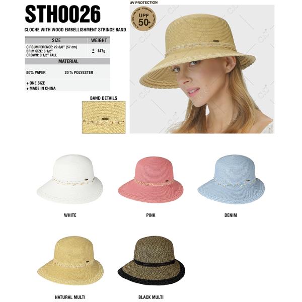 CC CLOCHE WITH WOOD EMBELLISHMENT STRING BAND