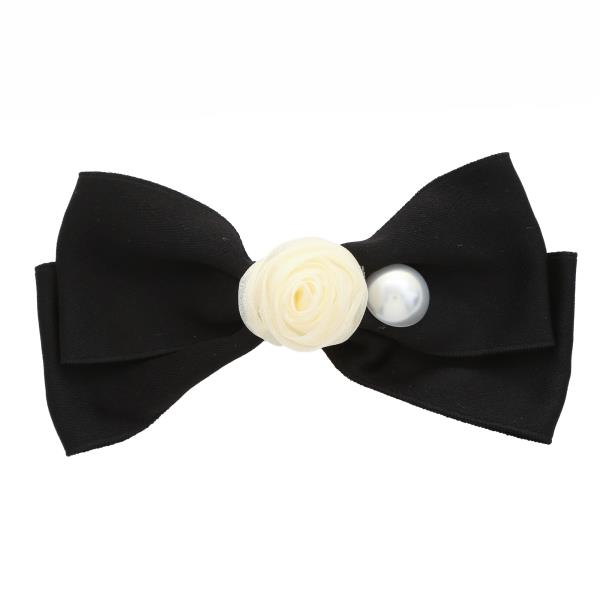 FLOWER PEARL RIBBON HAIR BOW PIN