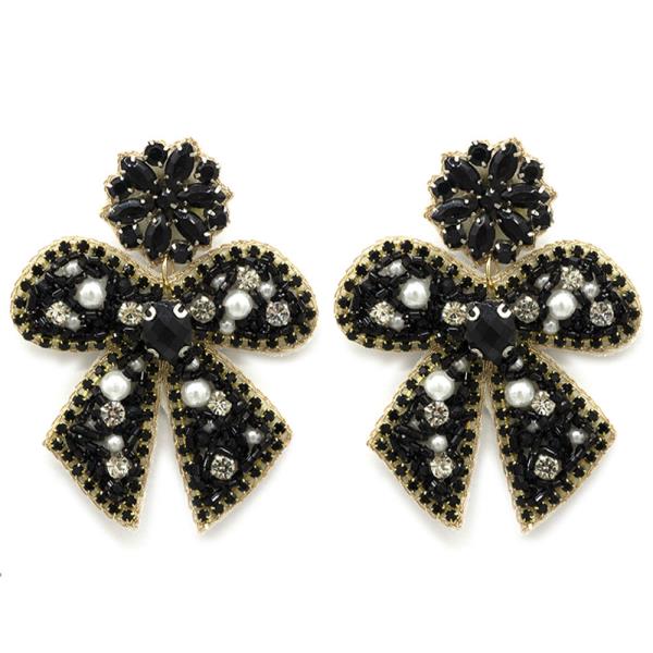 SEED BEAD RIBBON POST EARRING