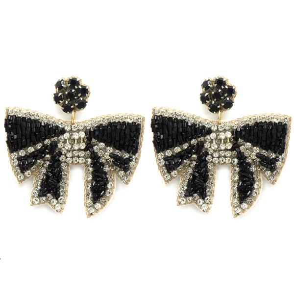 SEED BEAD RIBBON POST EARRING