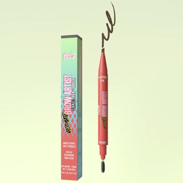 RUDE ULTIMATE BROW ARTIST SLANTED PEN AND BRUSH - Neutral Brown