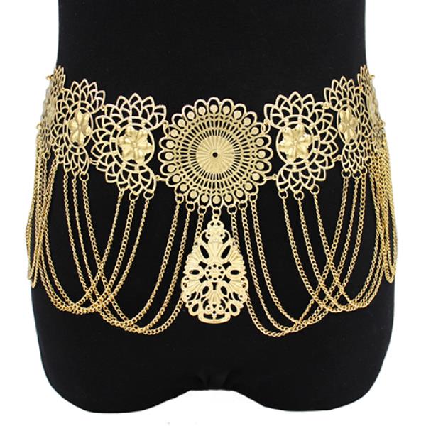 FLOWER MULTI BELLY CHAIN BELT