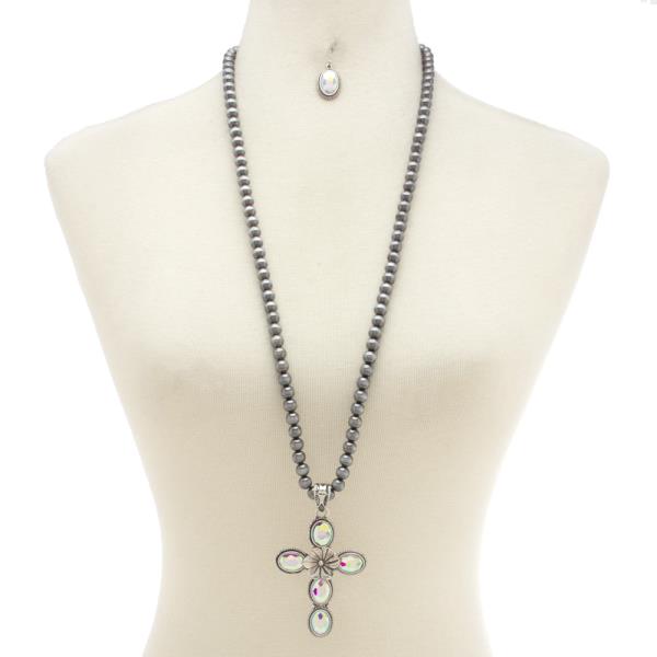 WESTERN TURQUOISE CROSS PENDANT NECKLACE