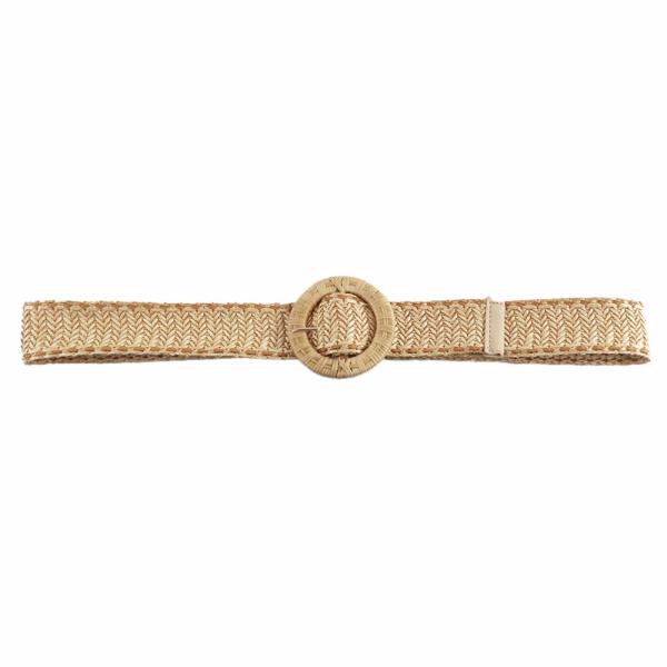STRAW ROUND BUCKLE BELT