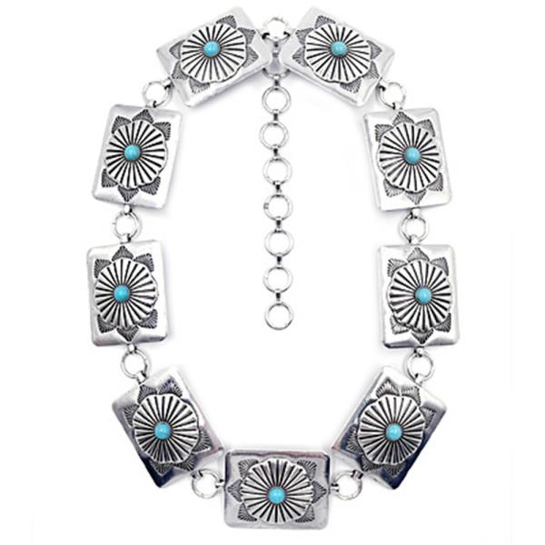 WESTERN STYLE TQ STONE CHAIN BELT - SM SIZE