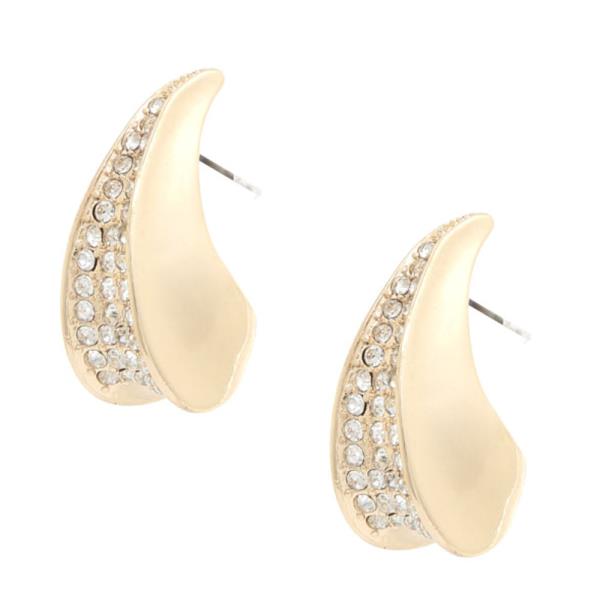 RHINESTONE TEARDROP METAL EARRING