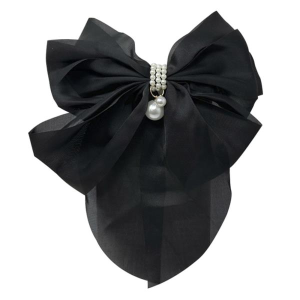 RIBBON HAIR BOW PIN WITH PEARL