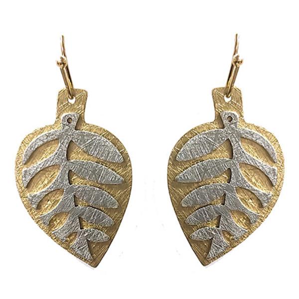 WESTERN STYLE METAL LEAF DANGLE EARRING