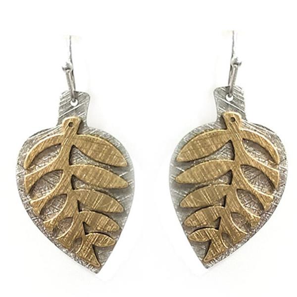 WESTERN STYLE METAL LEAF DANGLE EARRING