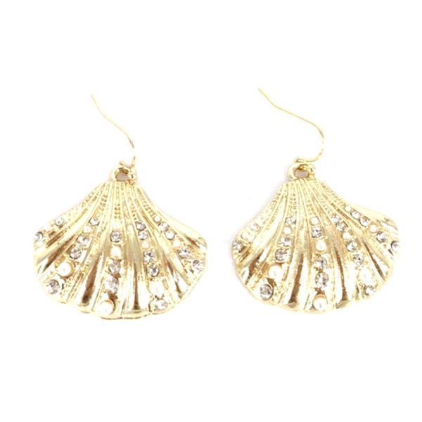 METAL SHELL DANGLE EARRING