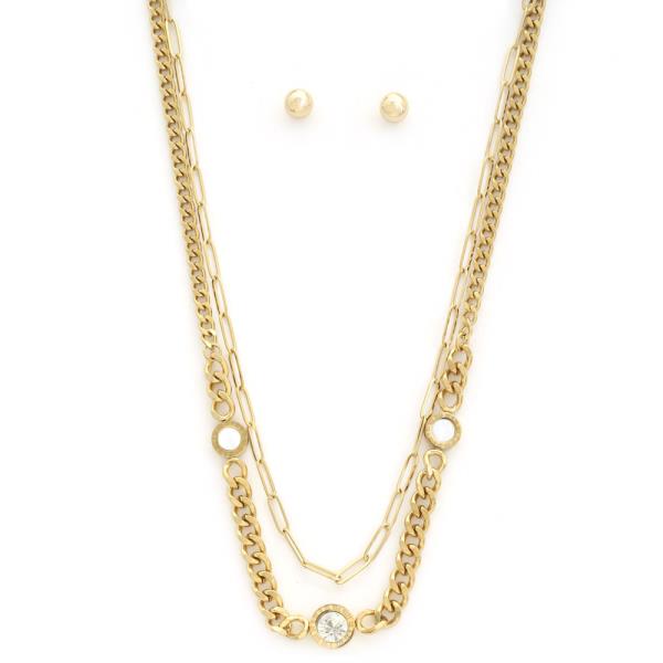 CURB OVAL LINK LAYERED NECKLACE