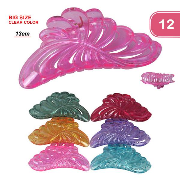 BIG SIZE CLEAR HAIR CLIP (12 UNITS)