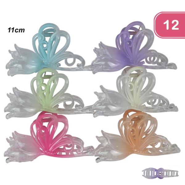 CLEAR ROSE HAIR CLIP (12 UNITS)