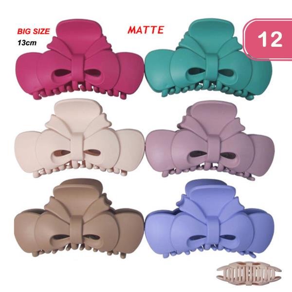 BIG MATTE BOW HAIR CLIP (12 UNITS)