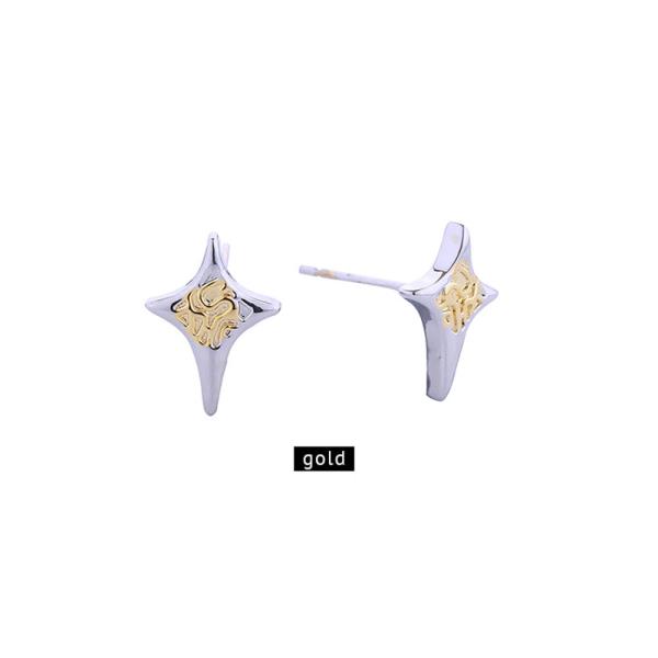 14K GOLD WHITE GOLD DIPPED TWINKLE POST EARRINGS