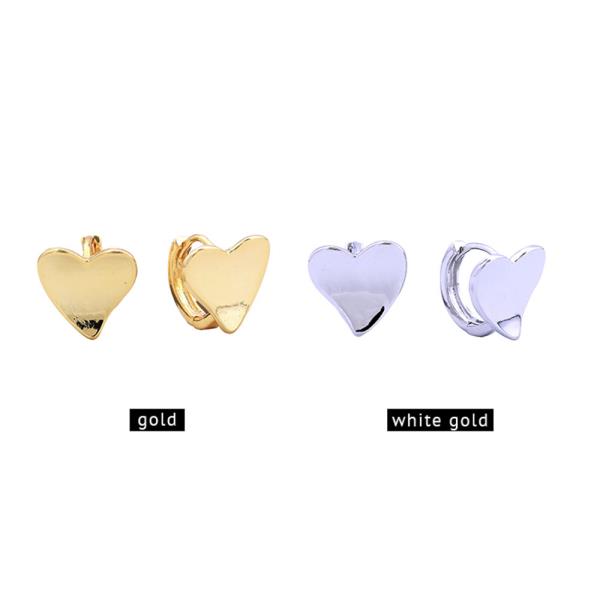 14K GOLD WHITE GOLD DIPPED CRUSHED HEART POST EARRINGS
