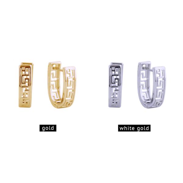 14K GOLD/WHITE GOLD DIPPED FEND FOREVER PINCATCH EARRINGS