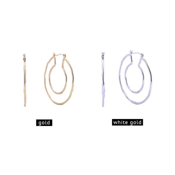 14K GOLD/WHITE GOLD DIPPED LINEAR HOOP PINCATCH EARRINGS