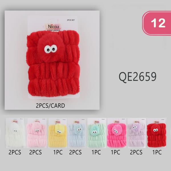 POM POM WITH EYES WRIST SPA WASHBANDS (12 UNITS)