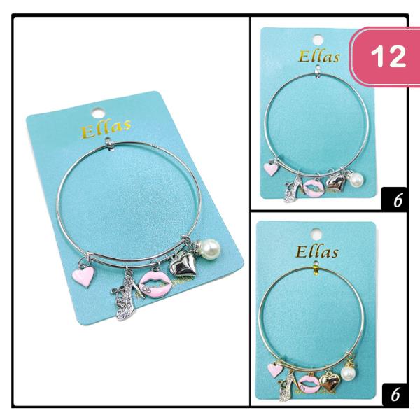 HEART LIPS CHARM BRACELET (12 UNITS)