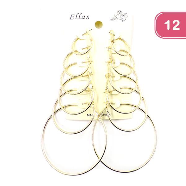 5 PAIR HOOP EARRING SET (12 UNITS)