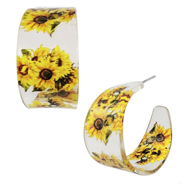 WESTERN SUNFLOWER C HOOP EARRING